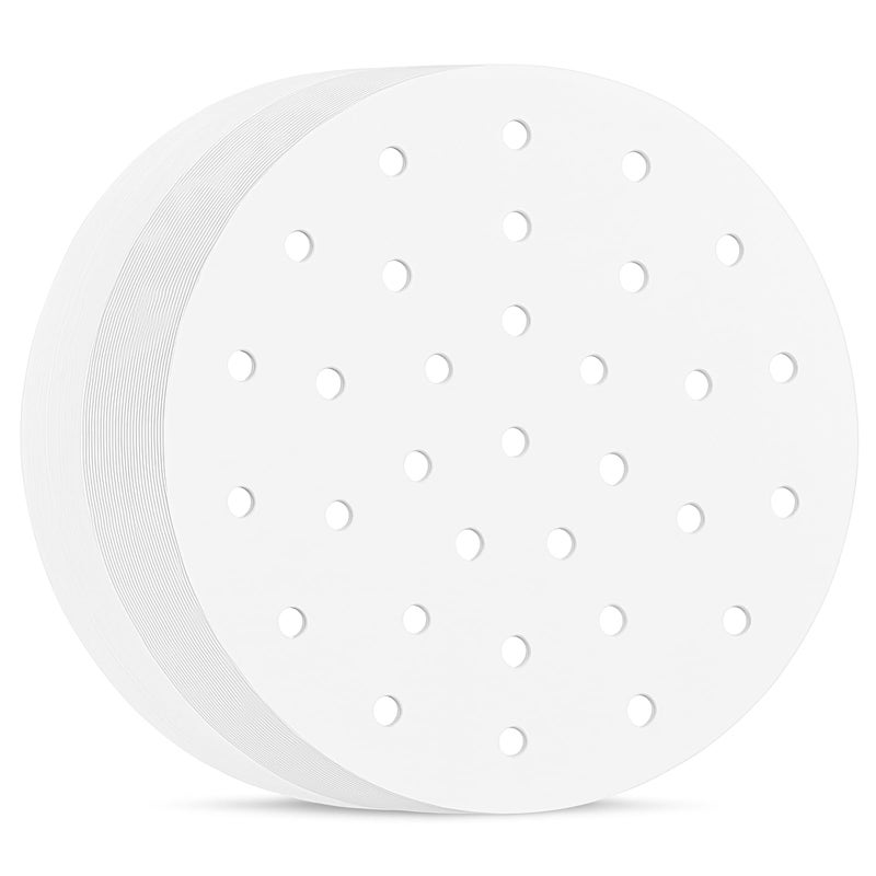 BYKITCHEN Air Fryer Parchment Paper, Set of 100, 10 inch Air Fryer Liner/Bamboo Steamer Liners/Perforated Parchment Paper for Air Fryer, Steaming Basket and More (6/7/8/9 Inch Available) - Image 1